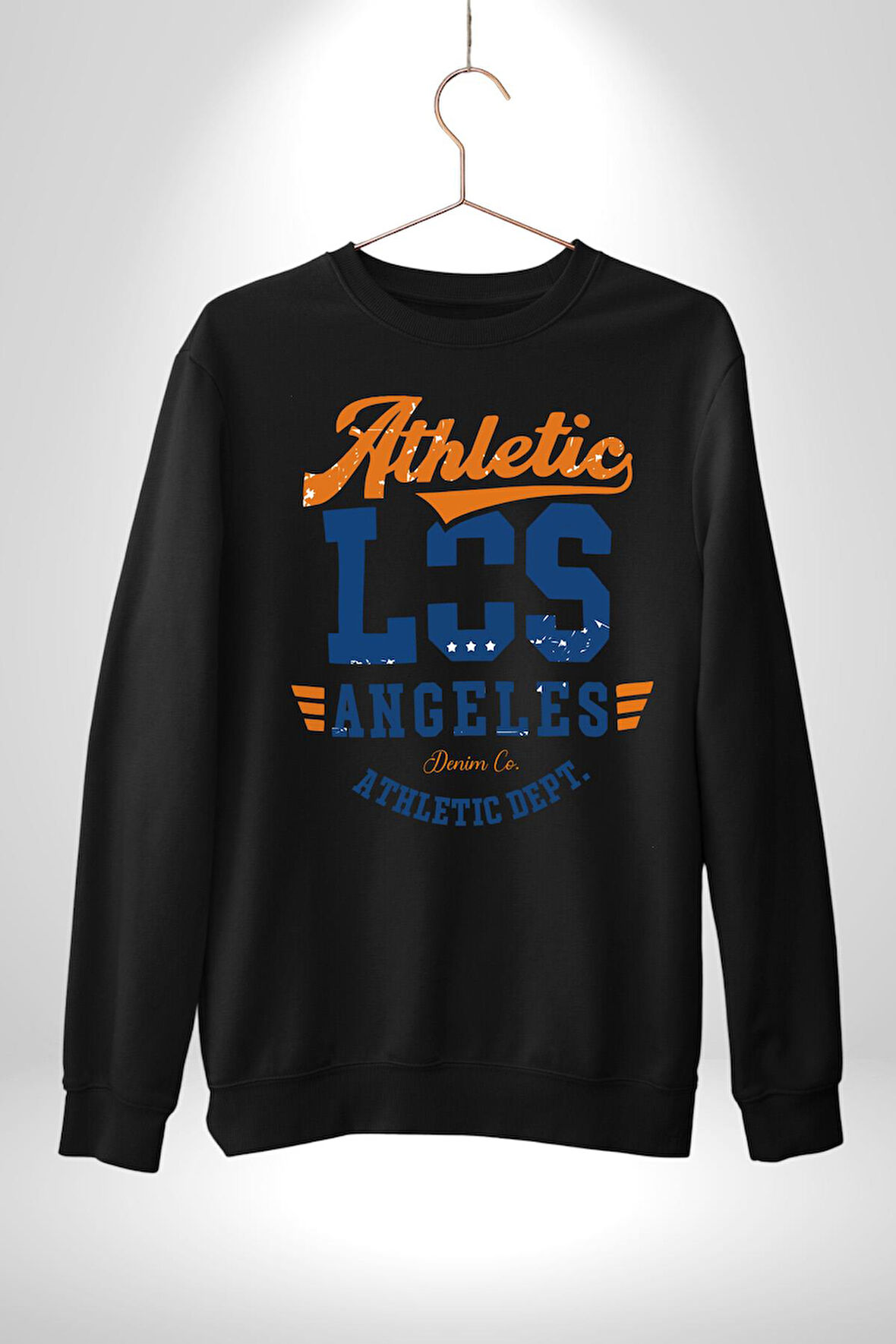 Atletic Los Angeles Erkek Kadın Unisex Dijital Baskılı Siyah Sweatshirt