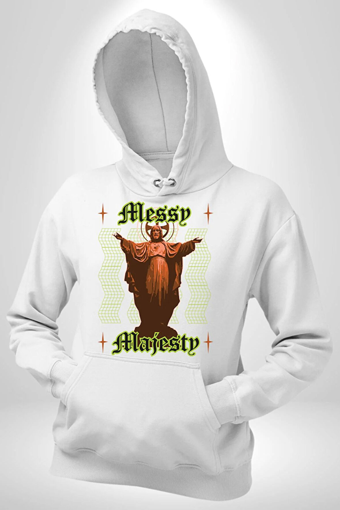 Dağınık Majestileri Hıristiyan Sokak Stili  Erkek Kadın Beyaz Dijital Baskılı Kapüşonlu Sweatshirt Hoodie