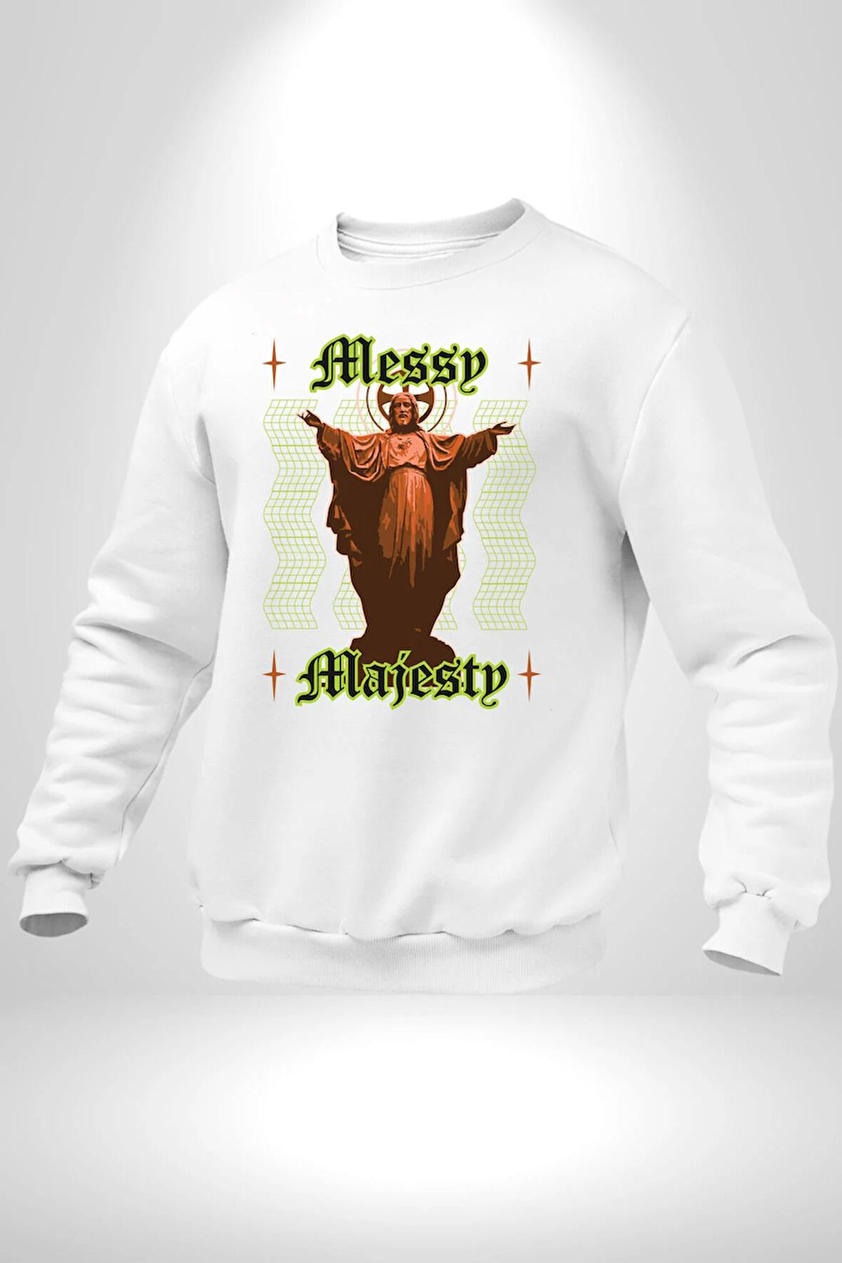 Dağınık Majestileri Hıristiyan Sokak Stili  Erkek Kadın Unisex Dijital Baskılı Beyaz Sweatshirt