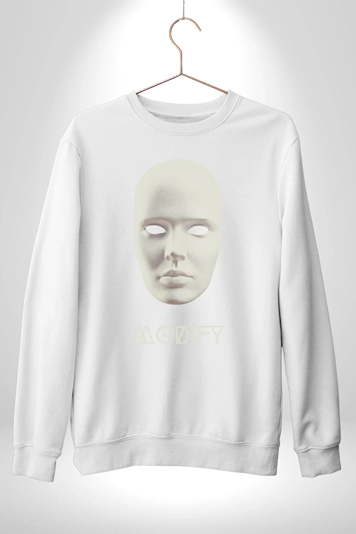 Boyanabilir Maskı Sokak Stili Erkek Kadın Unisex Dijital Baskılı Beyaz Sweatshirt