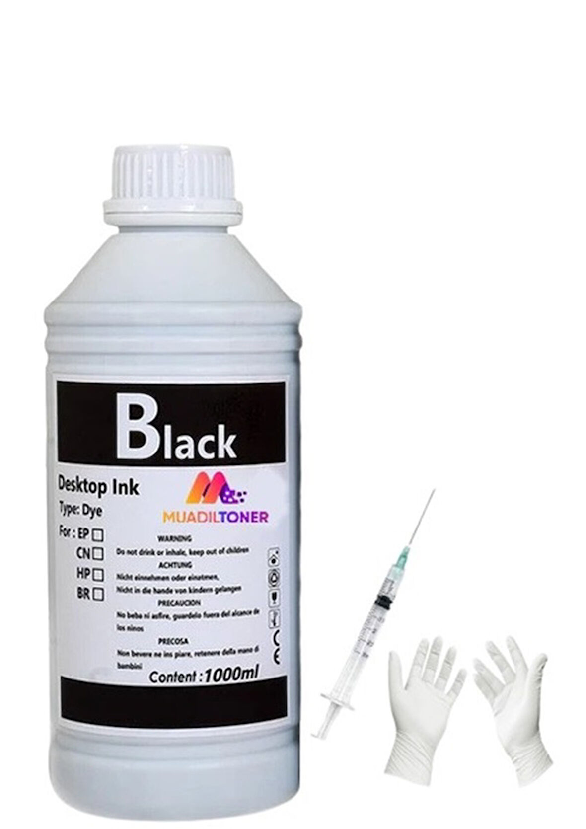 Tecprint HP Gt5820-Gt52 1 Litre Siyah Muadil Mürekkep +Enjektör+Eldiven