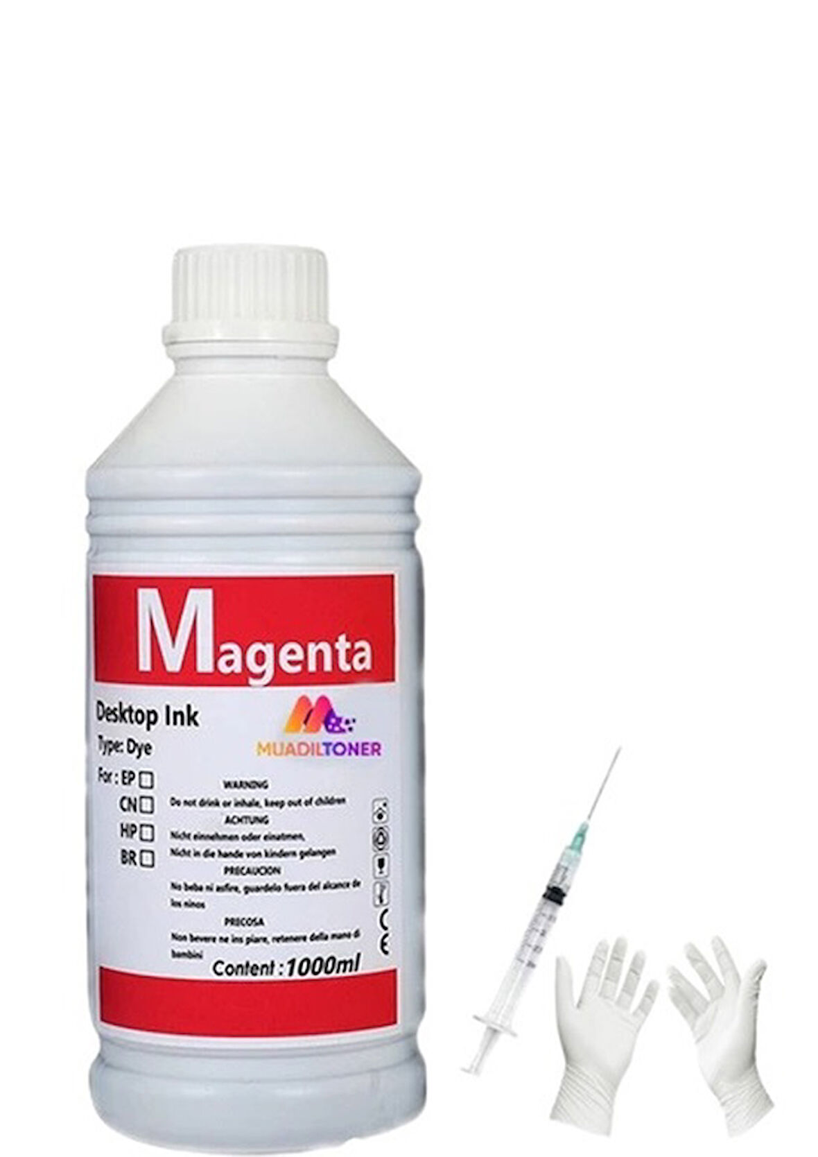 Tecprint Canon G3400 1 Litre Kırmızı Muadil Mürekkep +Enjektör+Eldiven