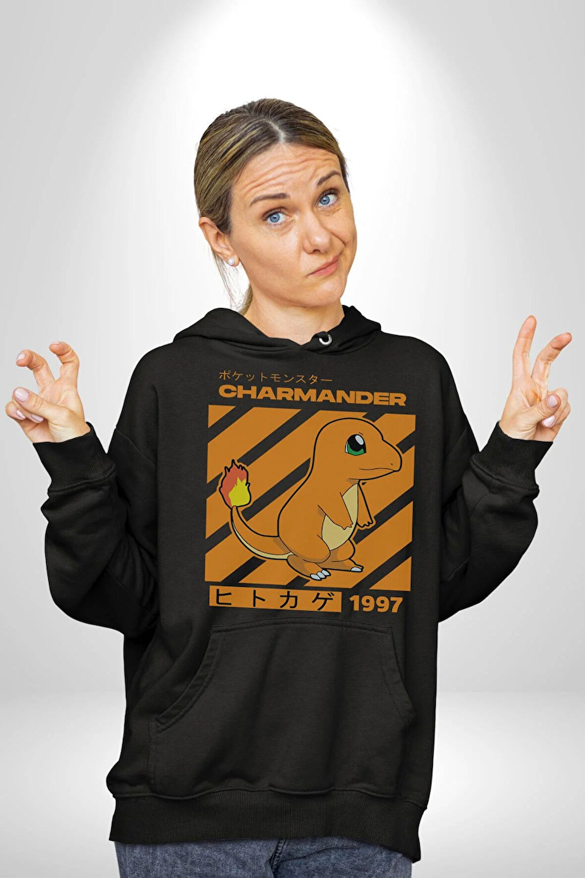 Kucaklaşan Kediler Tasarım Erkek Kadın Siyah Dijital Baskılı Kapüşonlu Sweatshirt Hoodie