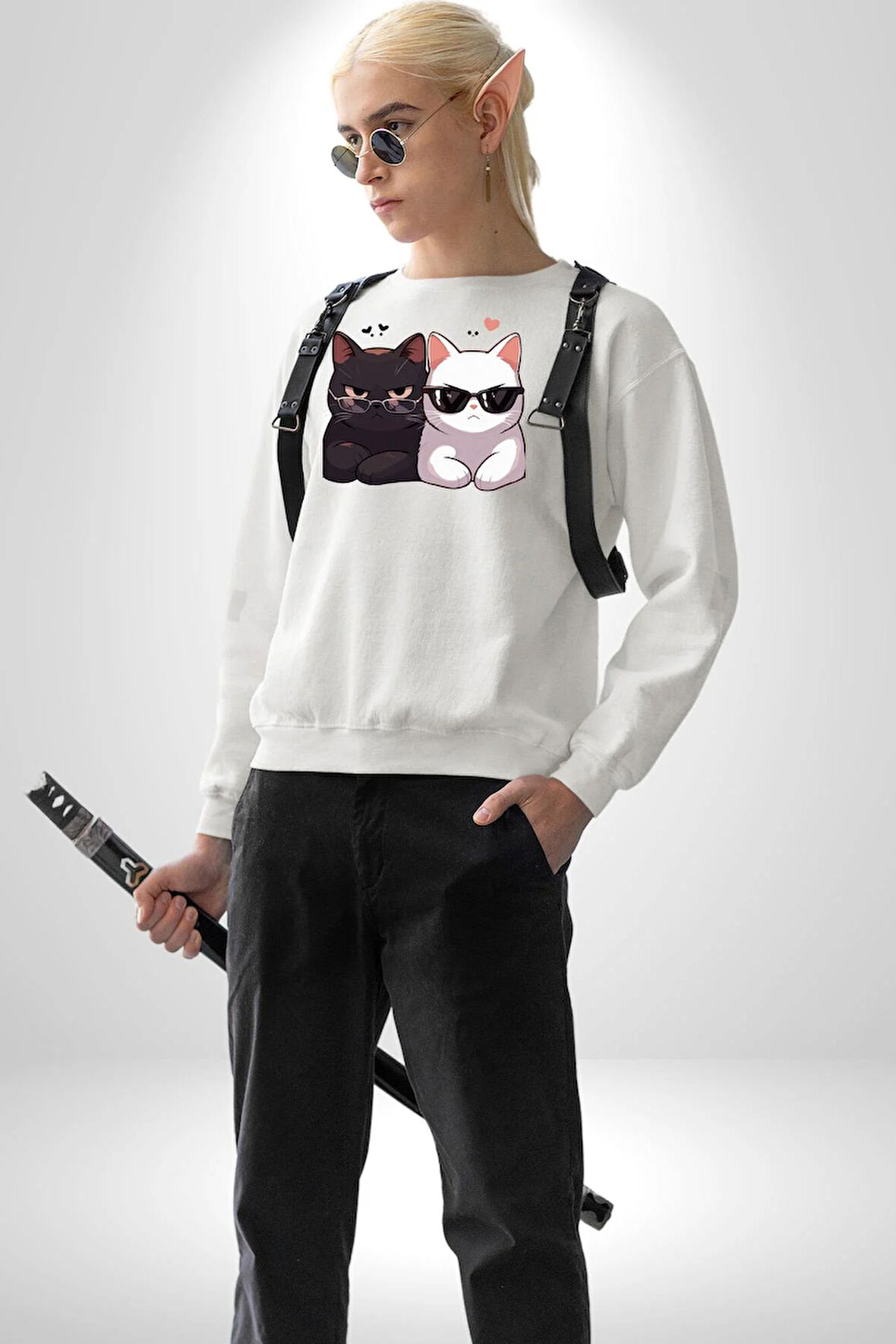 Deadpool Kahvaltı Tasarım Erkek Kadın Unisex Dijital Baskılı Beyaz Sweatshirt