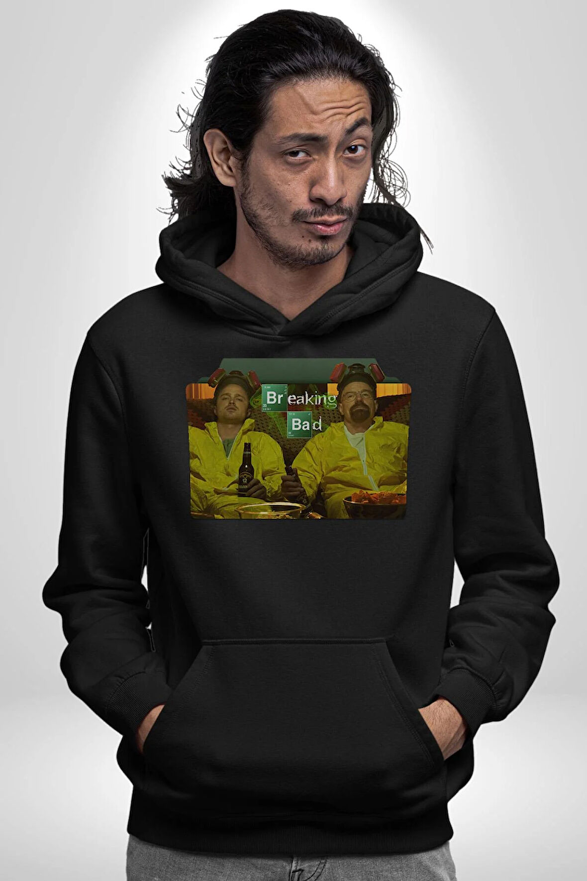 Breaking Bad - Walter White ve Jesse Pinkman Erkek Kadın Siyah Dijital Baskılı Kapüşonlu Sweatshirt Hoodie