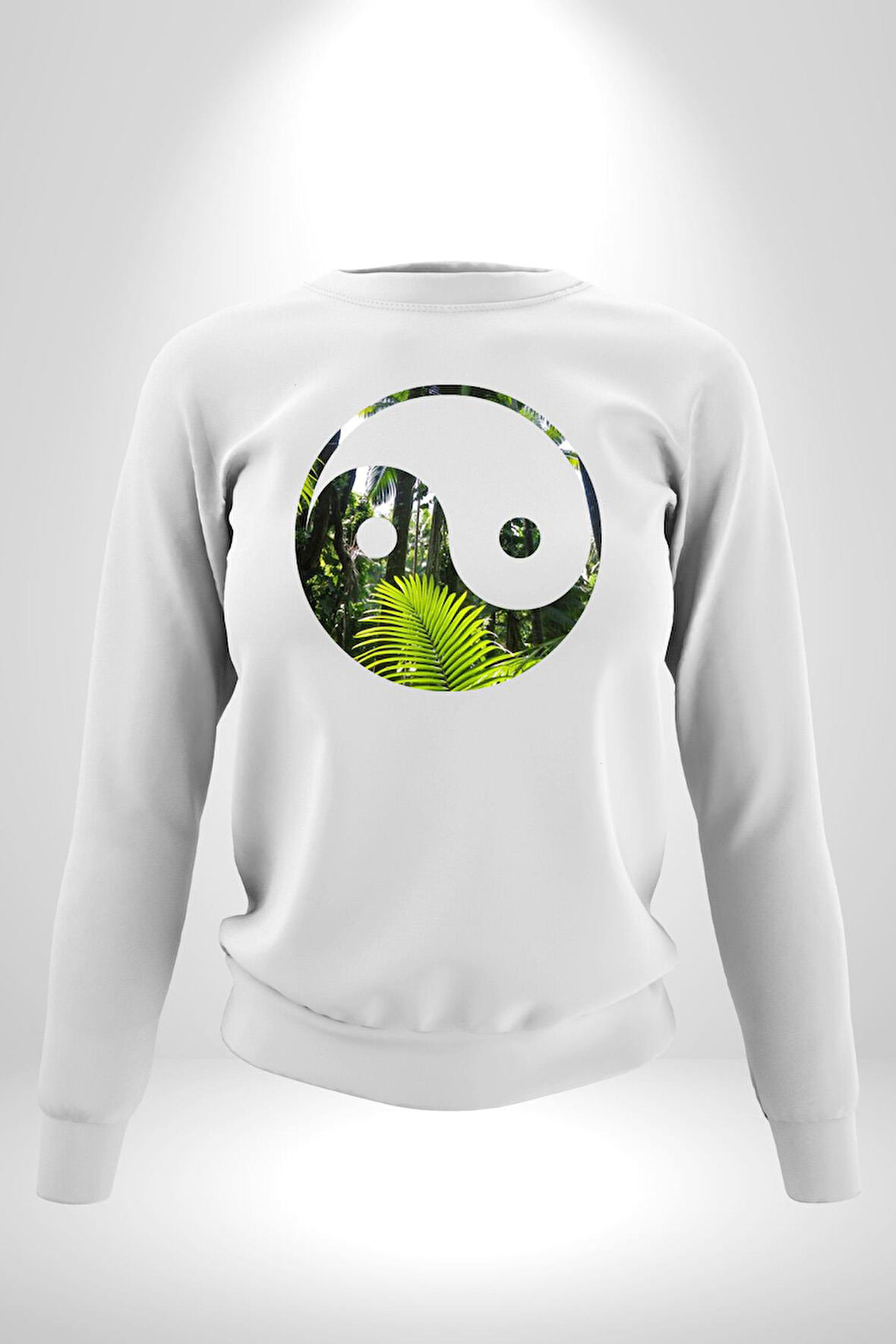 Doğa Silueti Erkek Kadın Unisex Dijital Baskılı Beyaz Sweatshirt