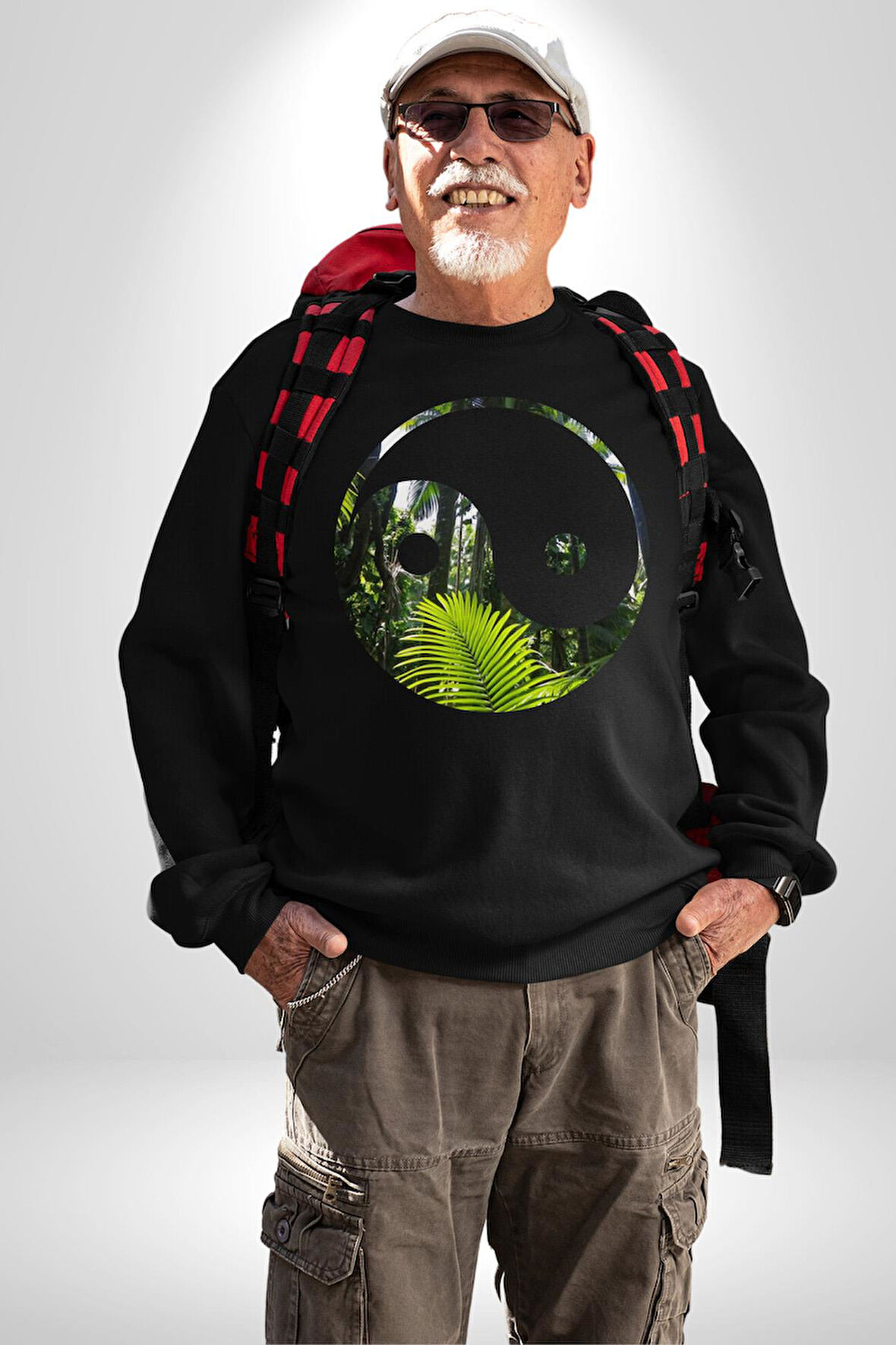 Doğa Silueti Erkek Kadın Unisex Dijital Baskılı Siyah Sweatshirt