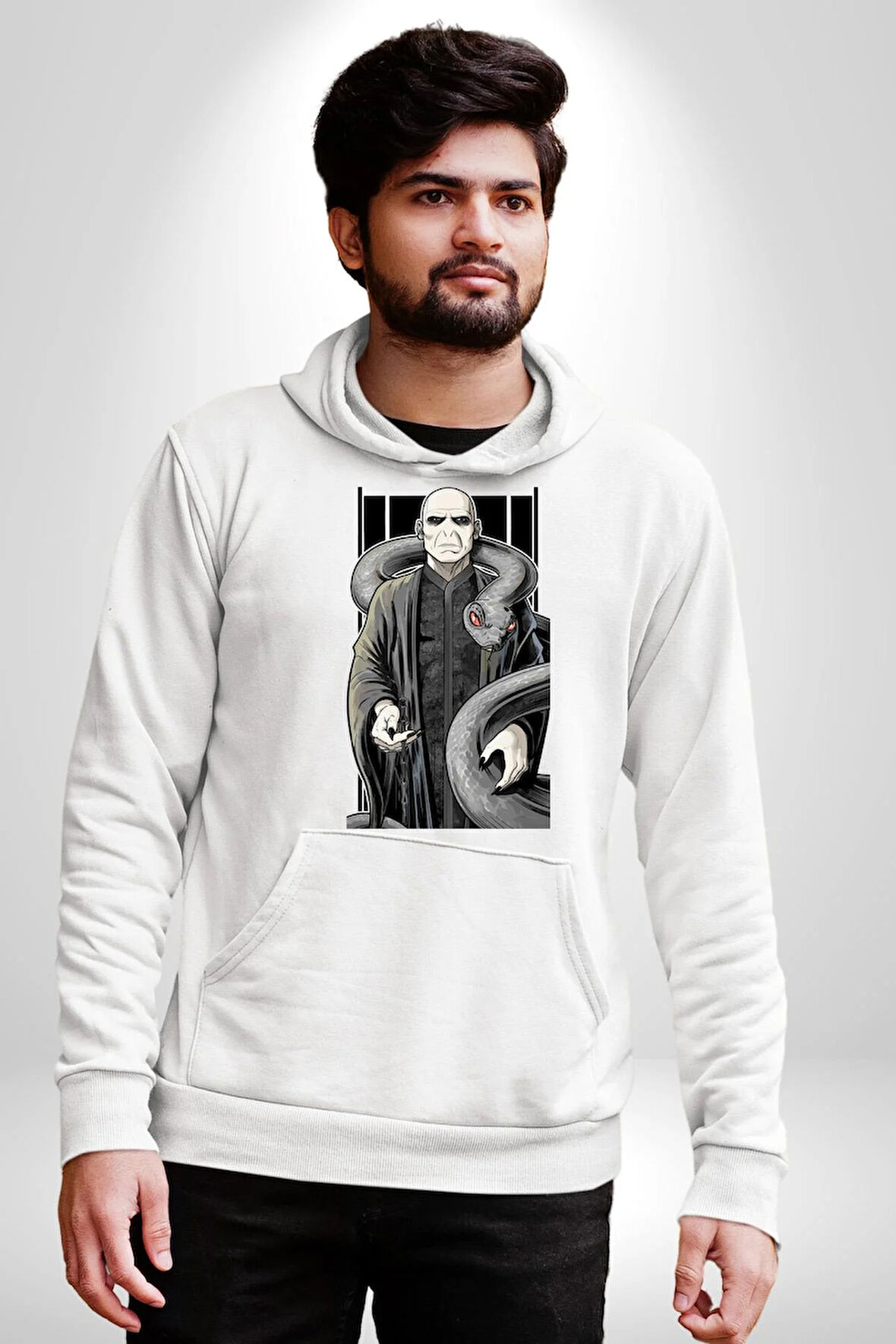 Dark Wizard Lord Harry Potter Karanıklar Lord Erkek Kadın Beyaz Dijital Baskılı Kapüşonlu Sweatshirt Hoodie