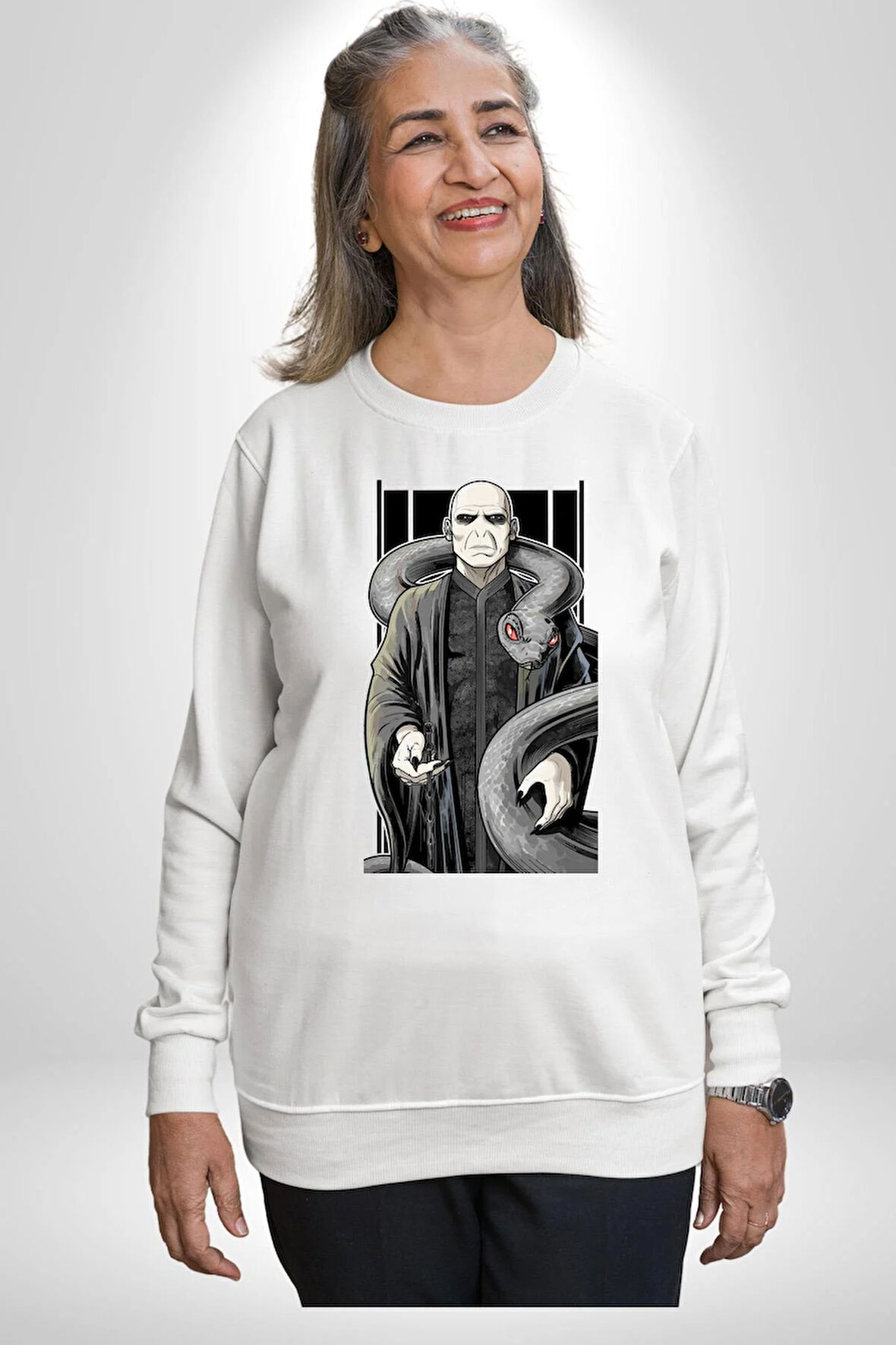 Dark Wizard Lord Harry Potter Karanıklar Lord Erkek Kadın Unisex Dijital Baskılı Beyaz Sweatshirt