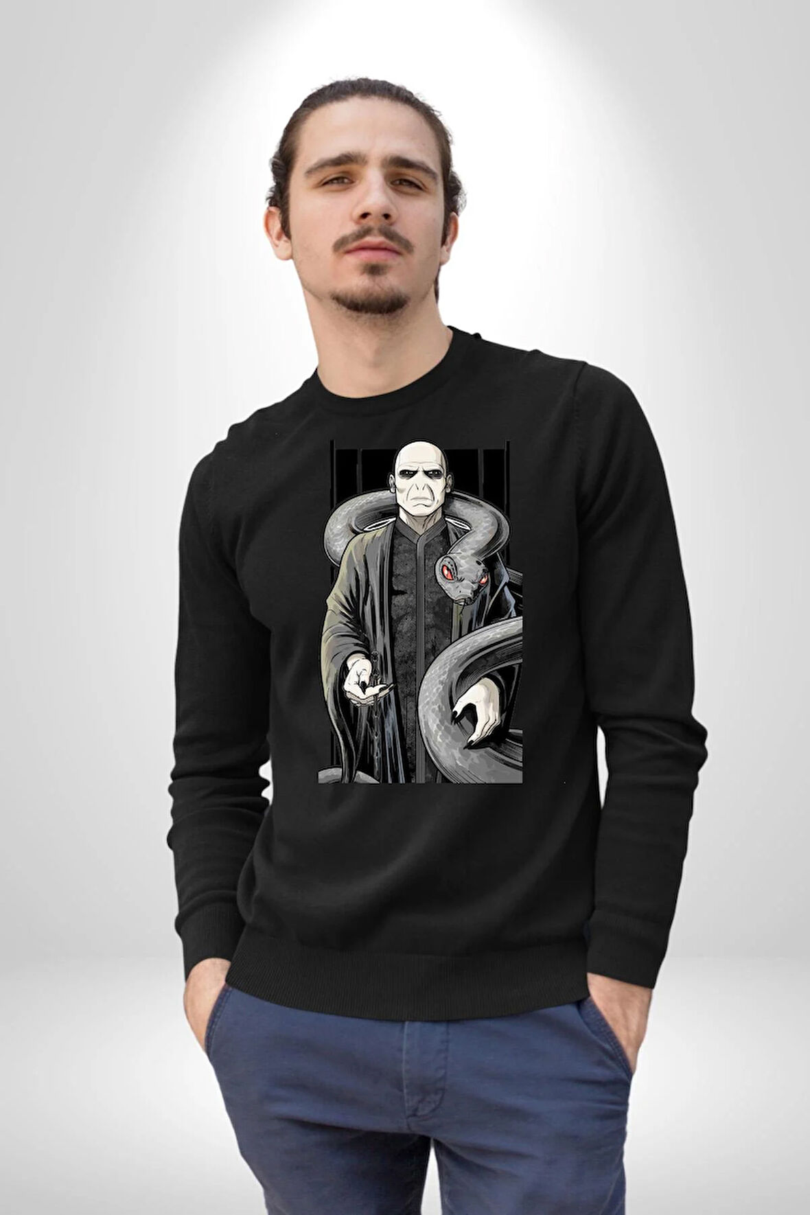 Dark Wizard Lord Harry Potter Karanıklar Lord Erkek Kadın Unisex Dijital Baskılı Siyah Sweatshirt