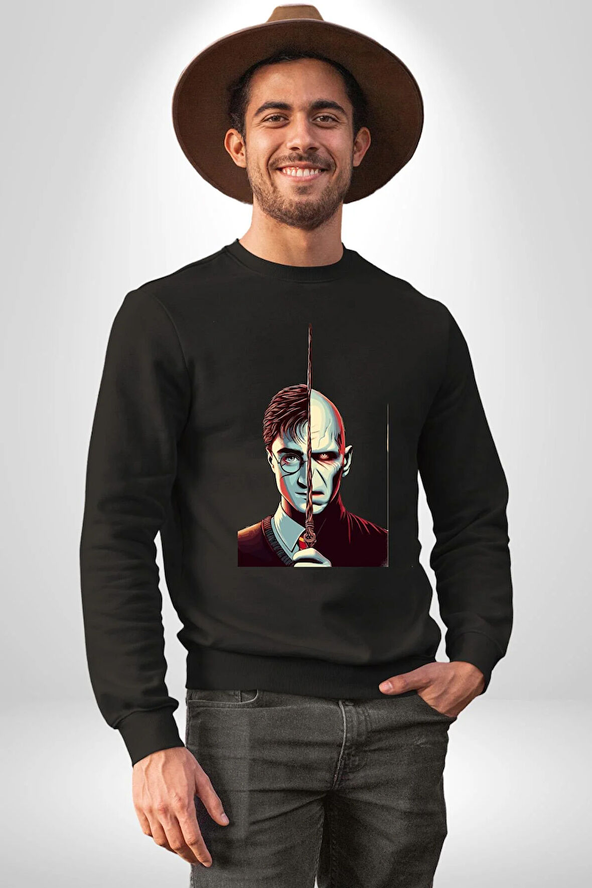 Karanlıklar Lordu Asa Harry Potter Benzerliği Erkek Kadın Unisex Dijital Baskılı Siyah Sweatshirt