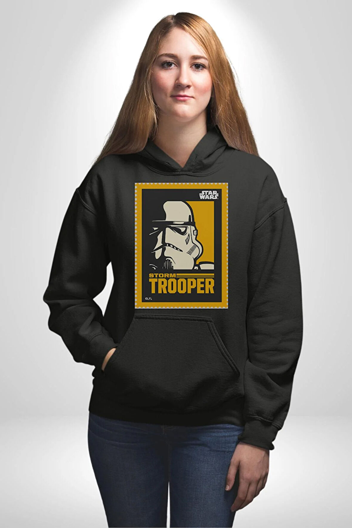 Stormtrooper Gücüyle Güç Seninle Olsun Erkek Kadın Siyah Dijital Baskılı Kapüşonlu Sweatshirt Hoodie
