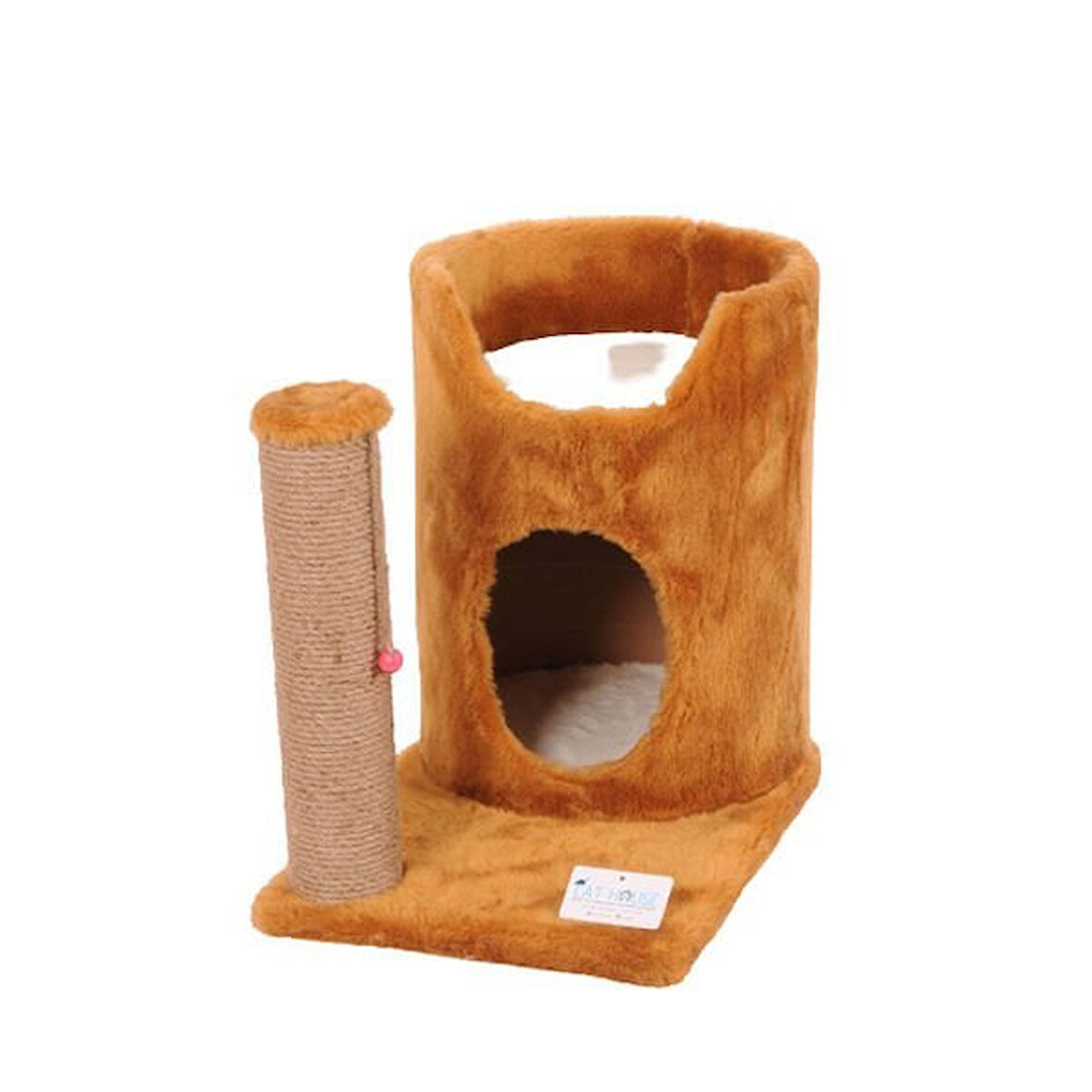 Cat Hause S04 Oval Yuvalı Kedi Tırmalama Evi Kahverengi 47 Cm