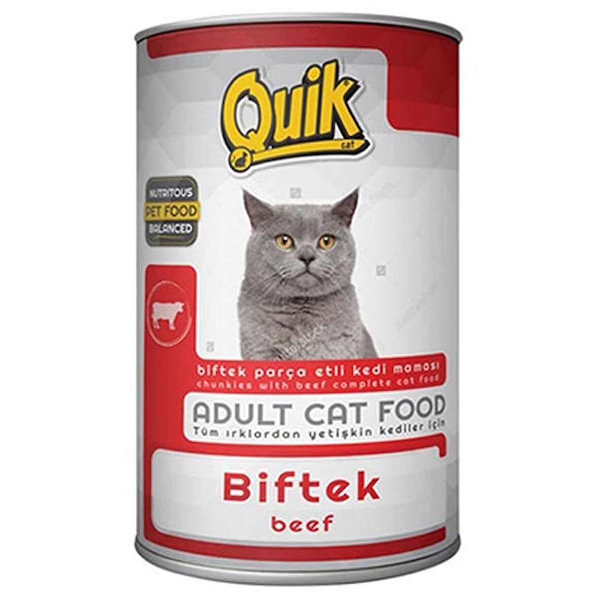 Quik Biftekli Yetişkin Konserve Kedi Maması 415 Gr