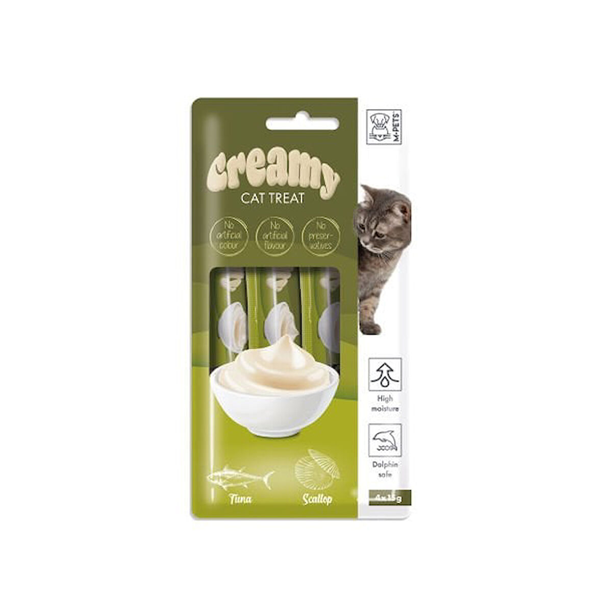 M-Pets Creamy Deniz Taraklı ve Ton Balıklı Sıvı Kedi Ödülü 15 Gr 4 Adet