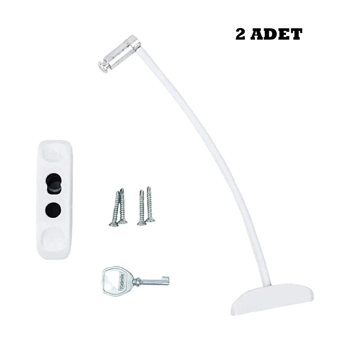 Microcase Çelik Halatlı Anahtarlı Kablolu Pvc Kapı Pencere Emniyet Hırsız Çocuk Güvenlik Kilidi - BEYAZ AL5186 2 ADET