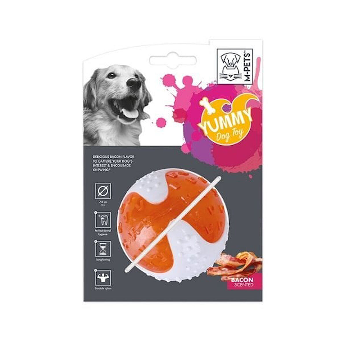 M-Pets Yummy Ball Et Aromalı Kauçuk Top Köpek Oyuncağı