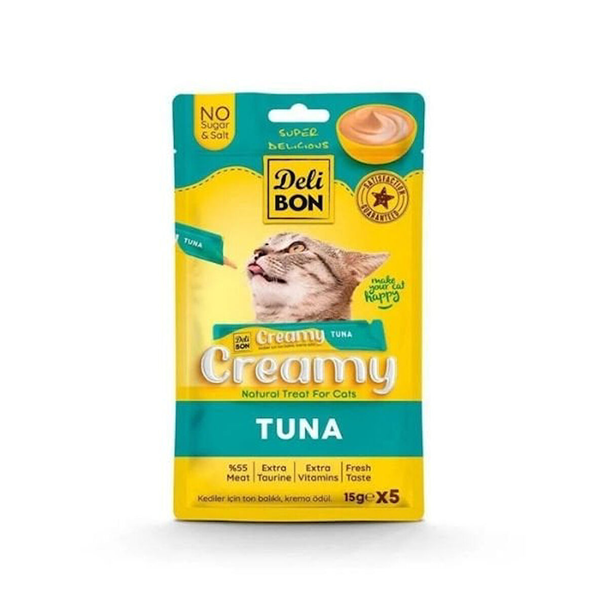 Delibon Creamy Ton Balıklı Sıvı Kedi Ödül Maması 5x15 Gr