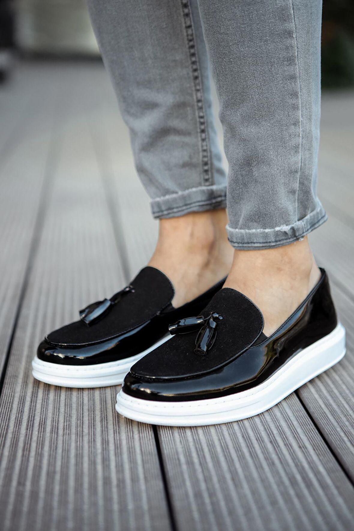 RAMER CH002 RBT Loafer Verniciata Erkek Ayakkabı SIYAH