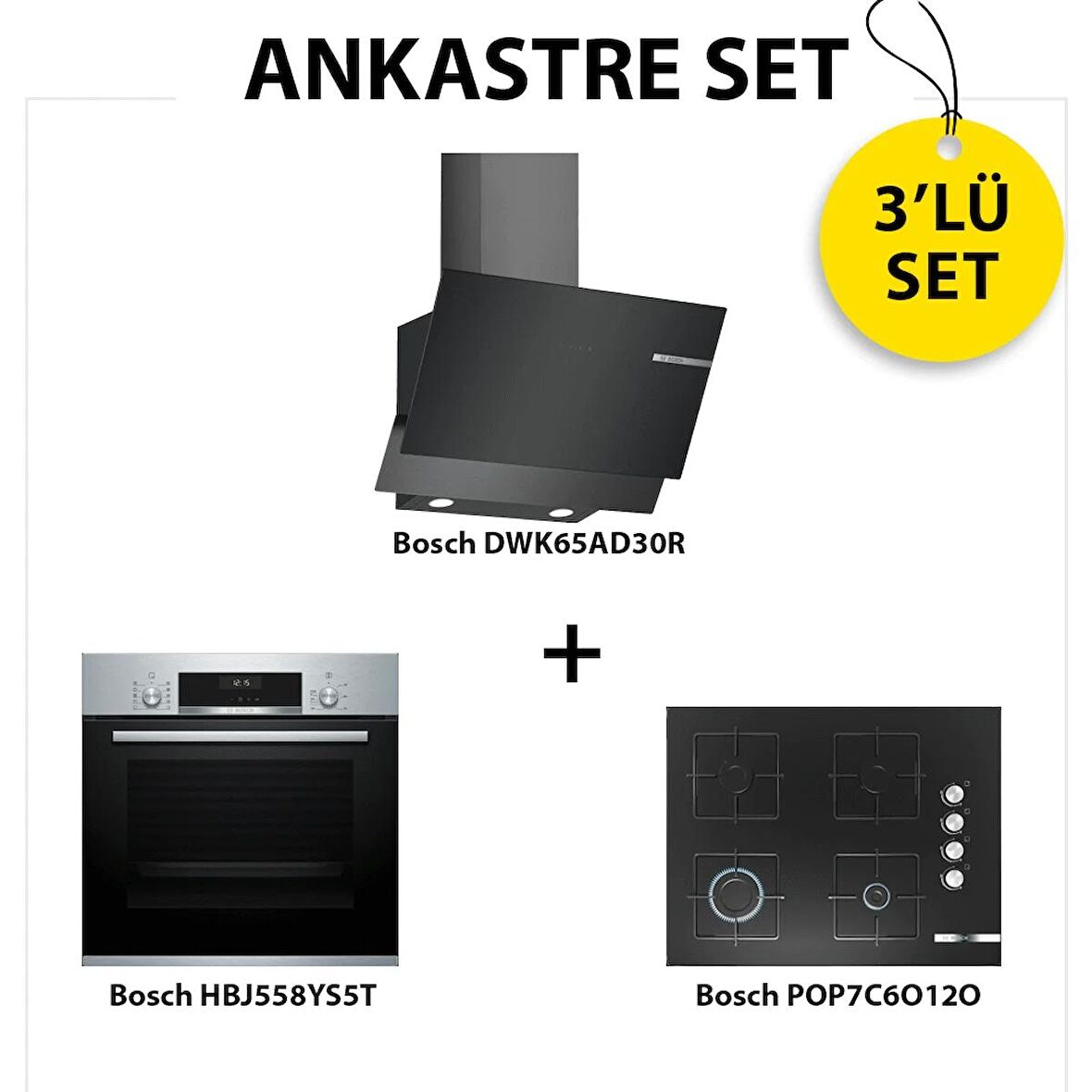Bosch Ankastre Set HBJ558YS5T, POP7C6O12O, DWK65AD30R