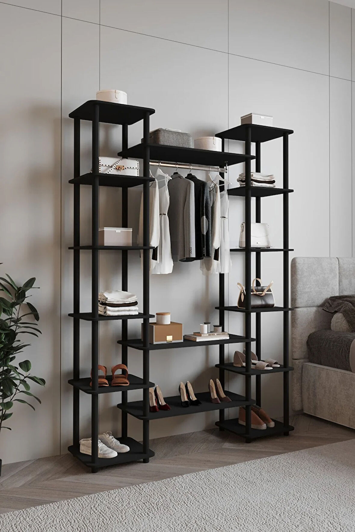 Ravilo Masivo Dekoratif Portmanto Siyah