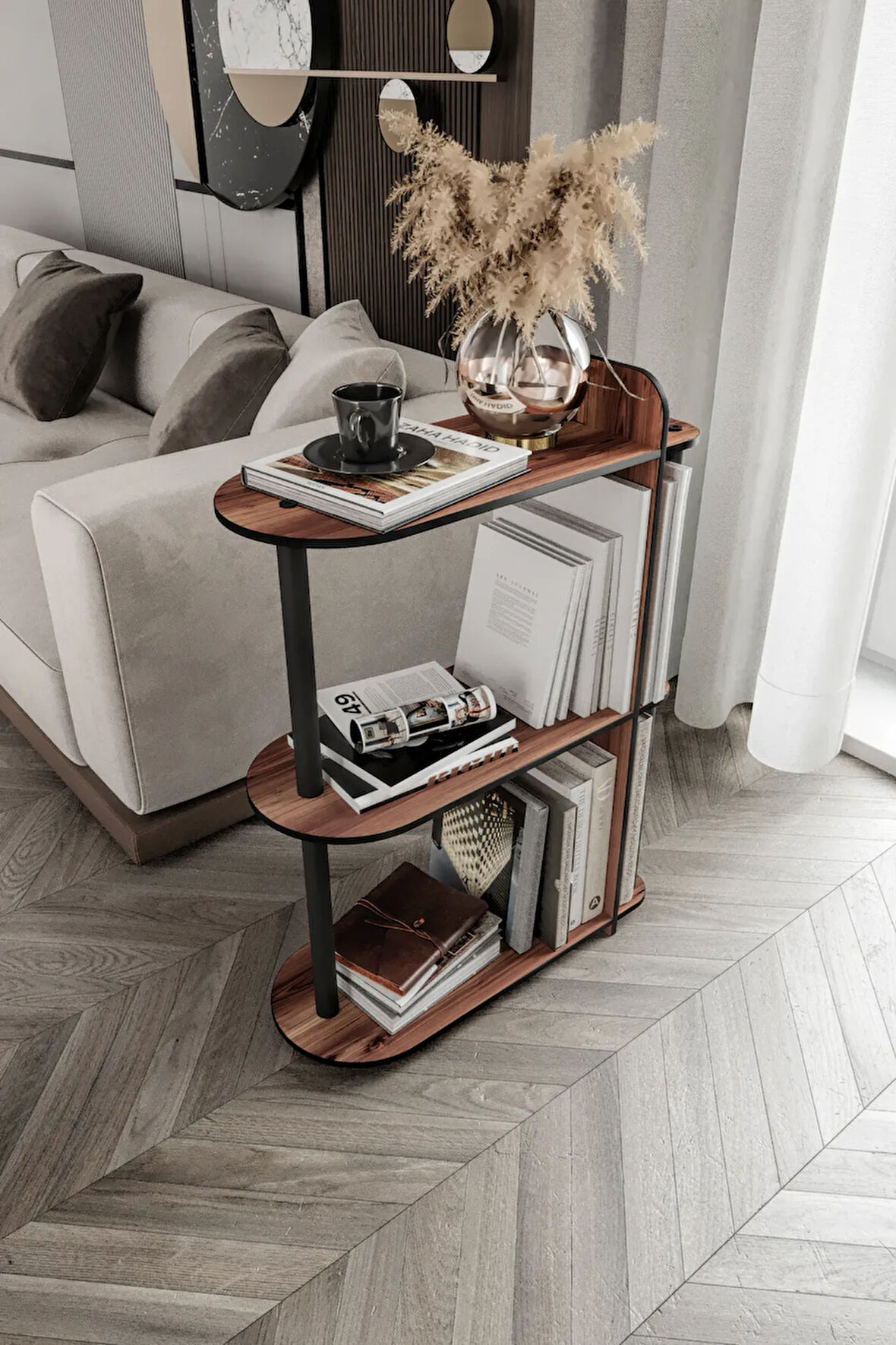 Ravilo Dekoratif Yan Sehpa Ceviz