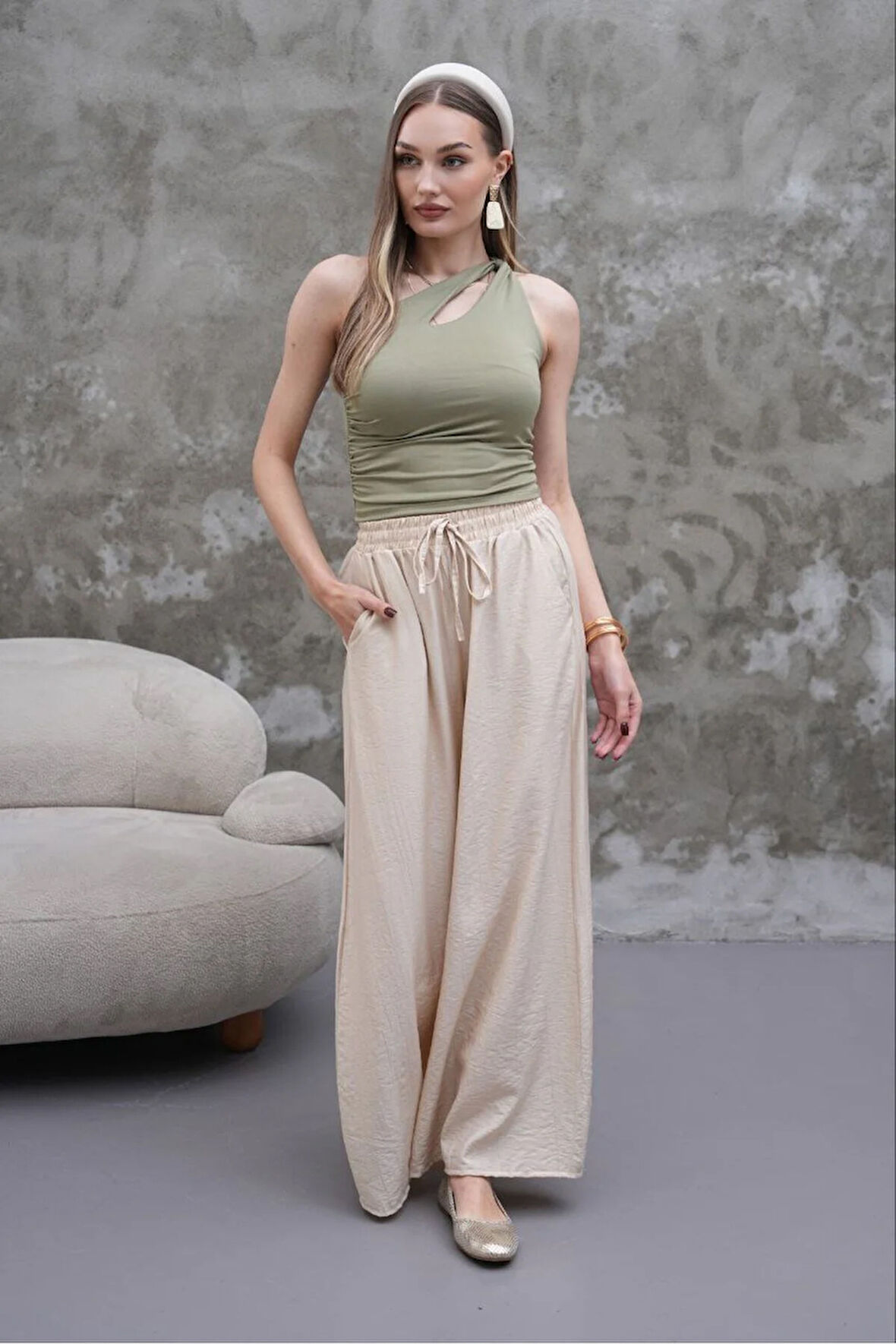 KADIN MODAL KUMAŞ ETEK PANTOLON