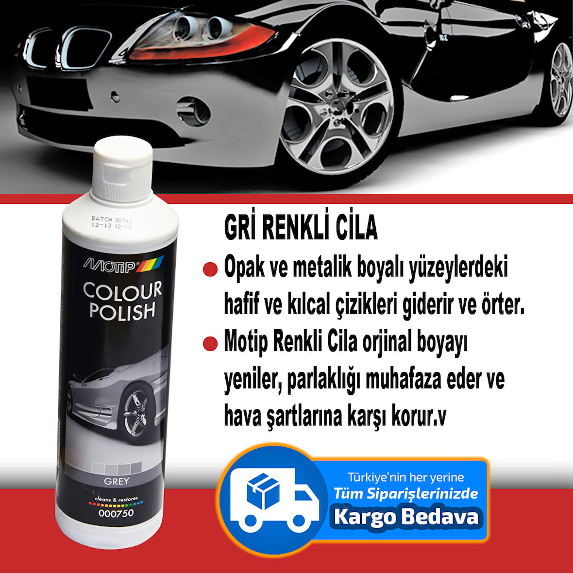 Cila Gri (Gri Renkli Araç İçin) 500Ml Motip