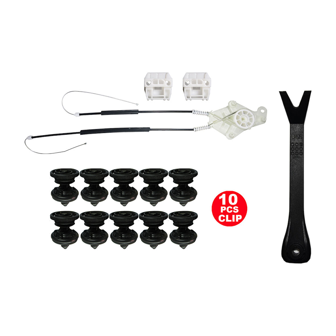 VW T5 2003-2014 Sarmalı Sağ Ön Cam Kriko Tamir Seti (10 Klips)