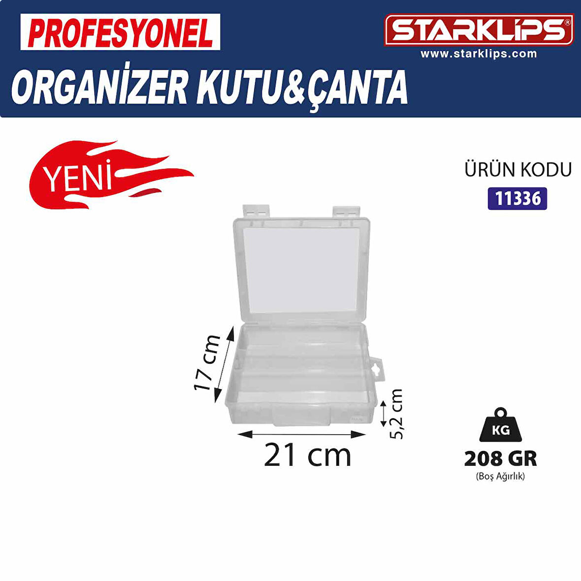 Plastik Bölmeli Çanta Organizer 3 lü (Şeffaf ) 21x17x5,2cm