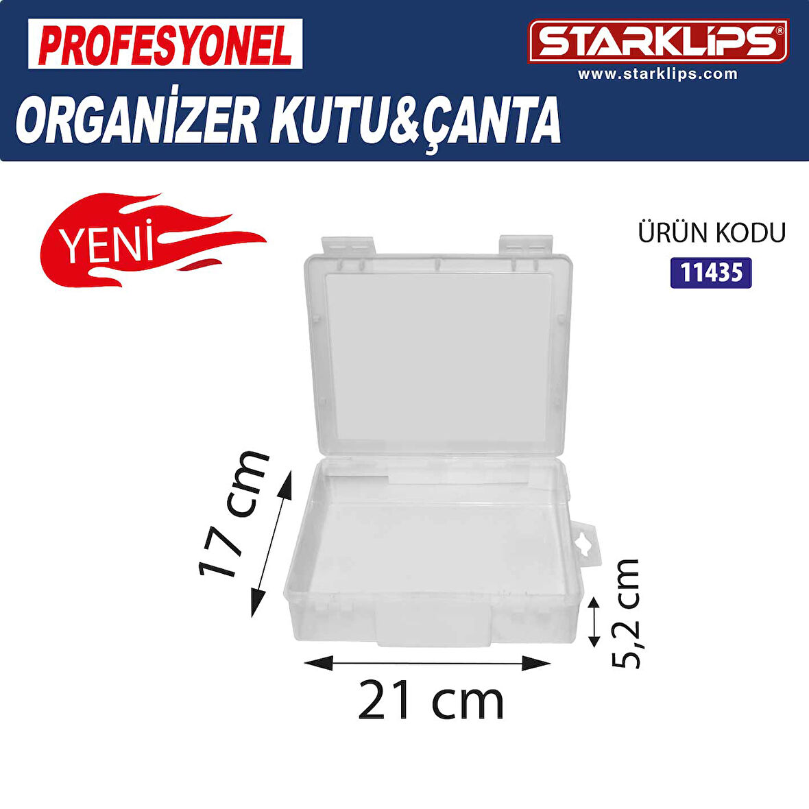 Plastik Tek Bölmeli Çanta Organizer (Şeffaf ) 21x17x5,2cm