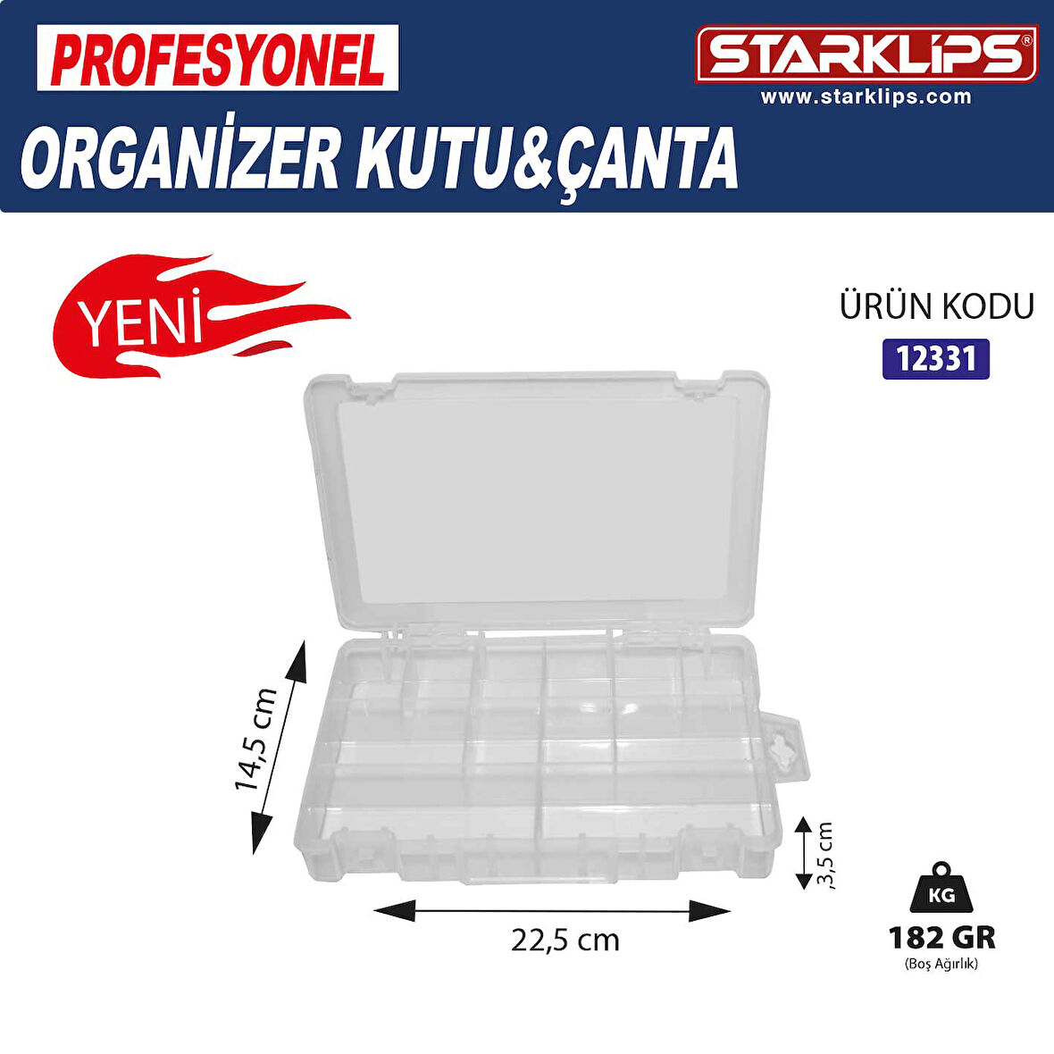 Plastik Bölmeli Çanta Organizer 12 Bölme