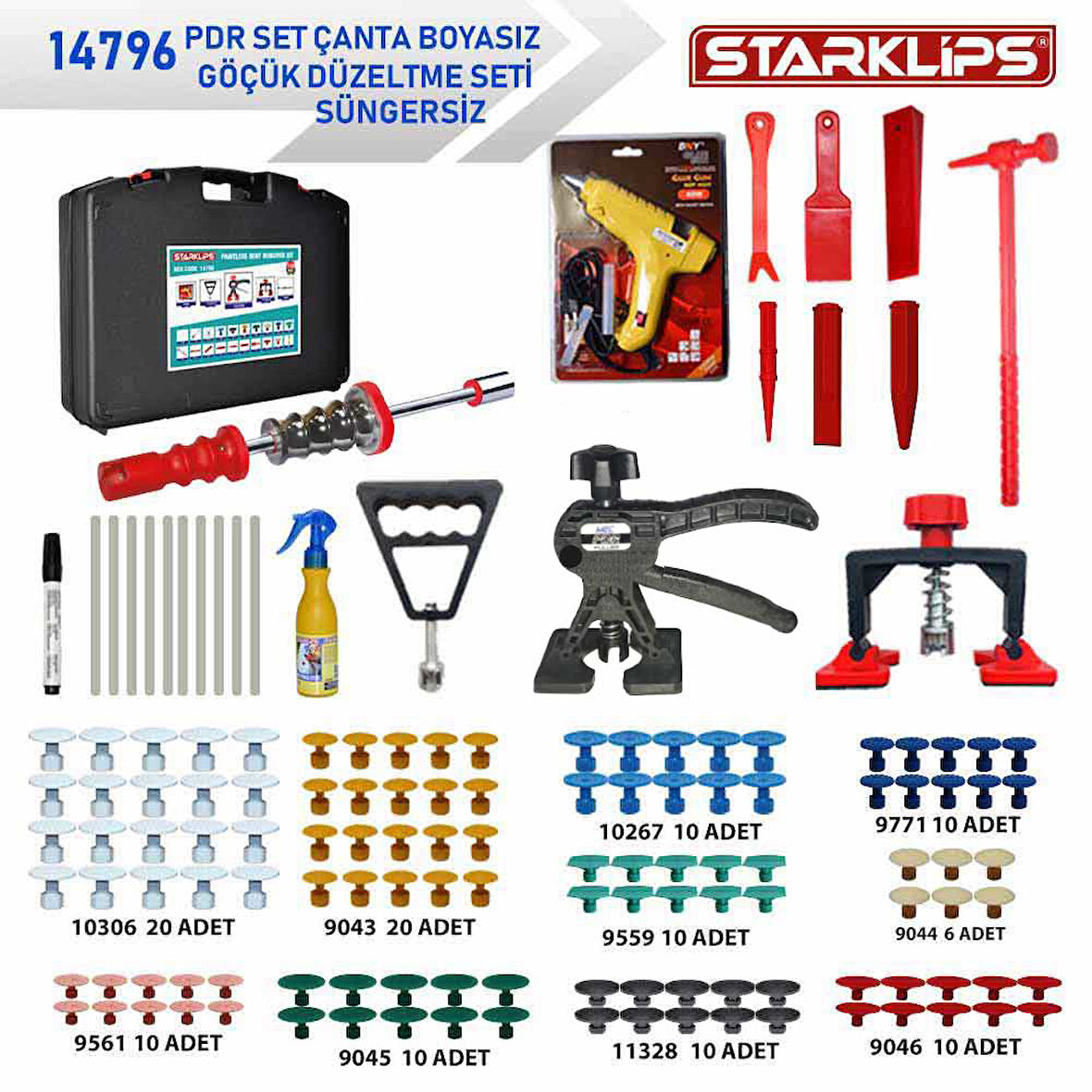 Boyasız Göçük Düzeltme Seti Çantası Süngersiz  140 Parça Full