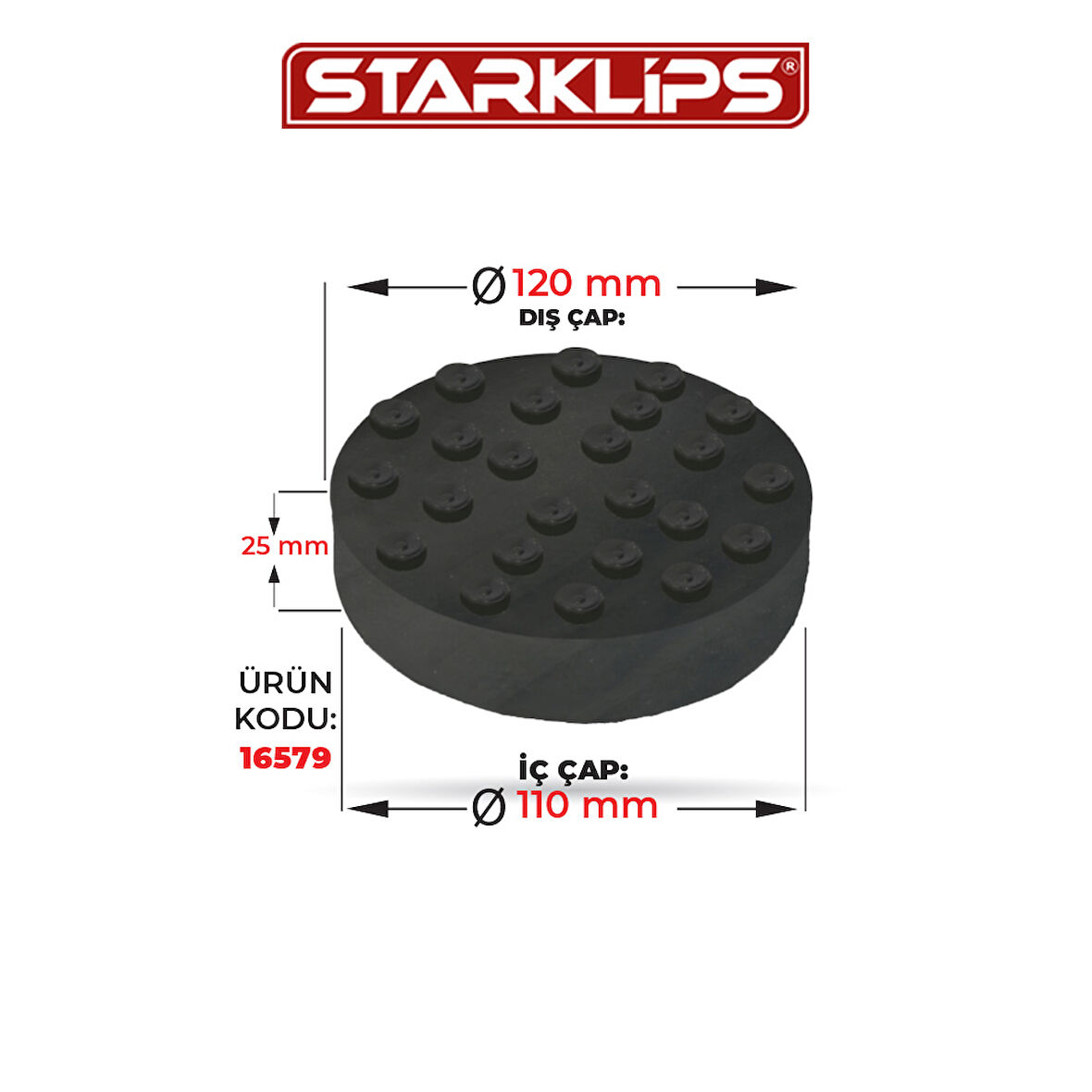 Lift Yuvarlak Ayak Takozu 120x110Mm