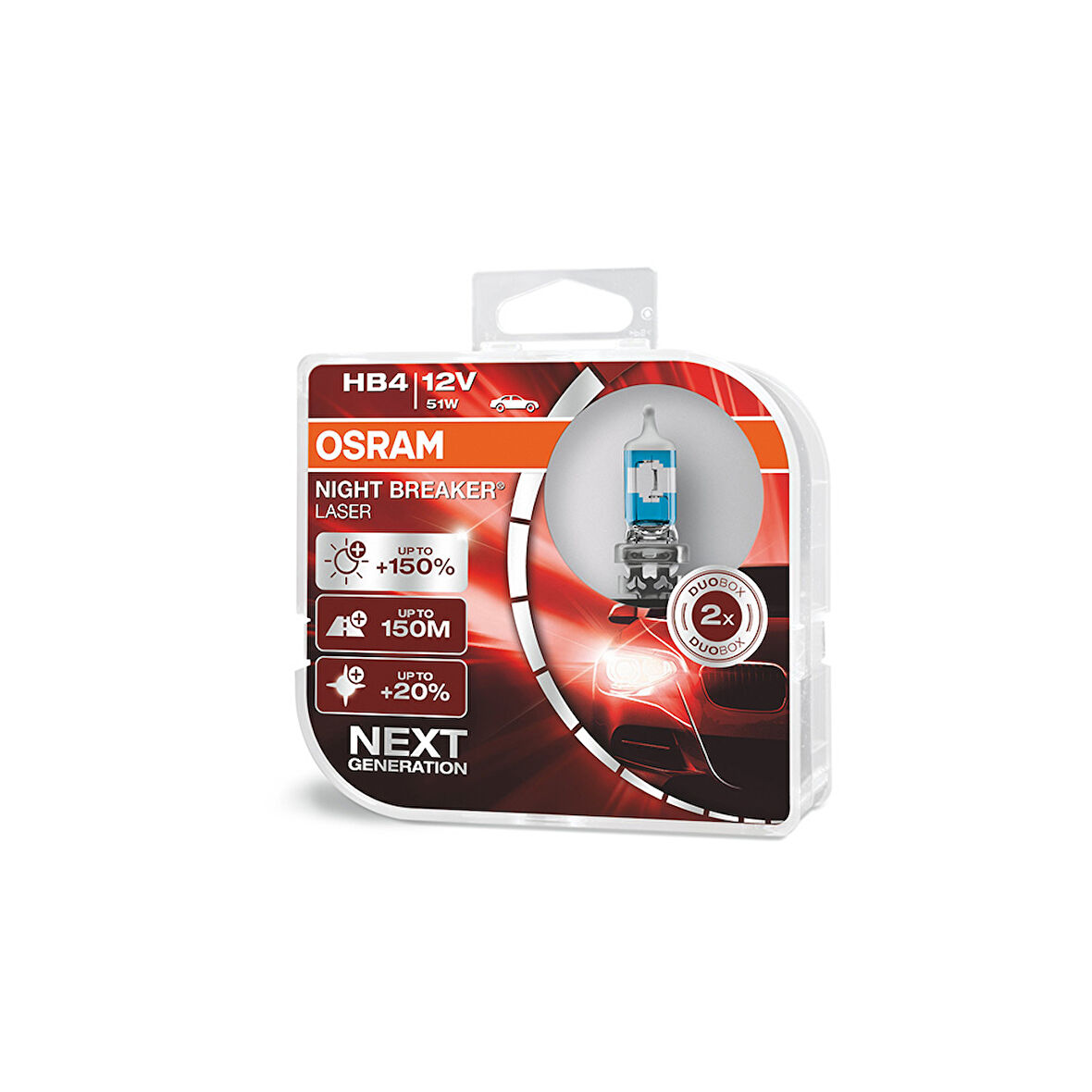 Set Ampul HB4 9006NL 12V 51W %150 Güçlü %20 Beyaz Işık Osram 9006NL-HCB