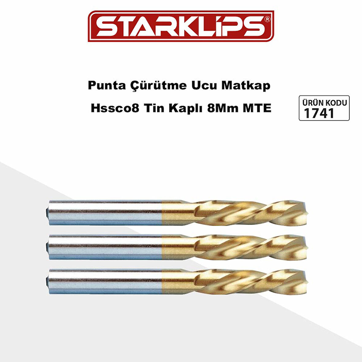 Punta Çürütme Ucu Matkap Hssco8 8X39X79mm Tin Kaplı  MTE