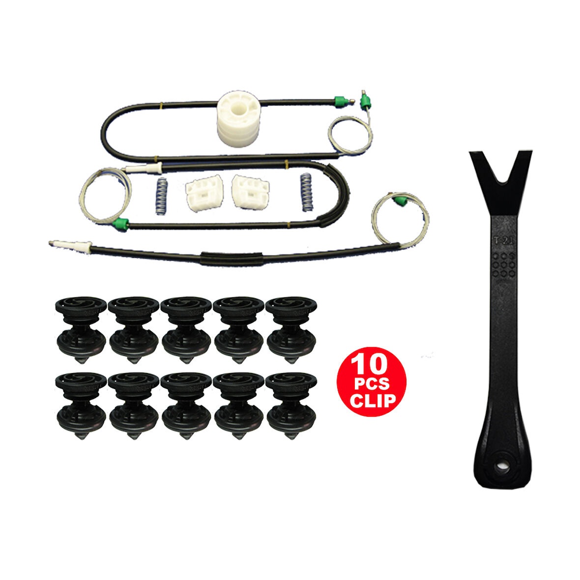 VW T5 2003-2014 Sağ Ön Cam Kriko Tamir Seti (10 Klips)