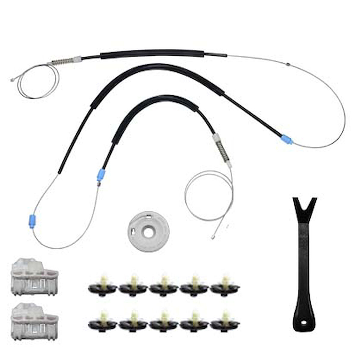 VW Polo Hb 1994-1999 6N4837401A-401D Sol Ön Cam Kriko Tamir Seti (Klips + Aparatlı)