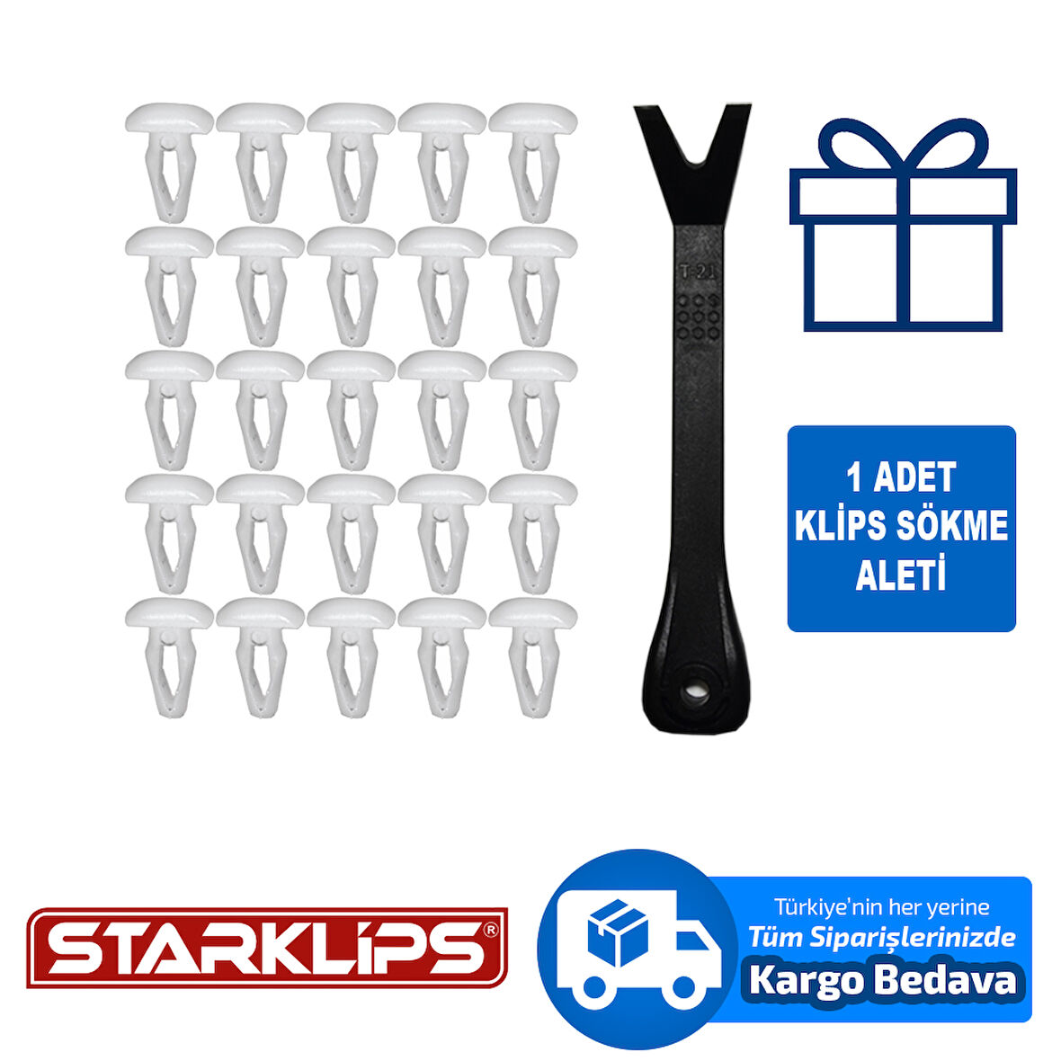 Universal 3,6X10Mm Beyaz Klips 25 Adet