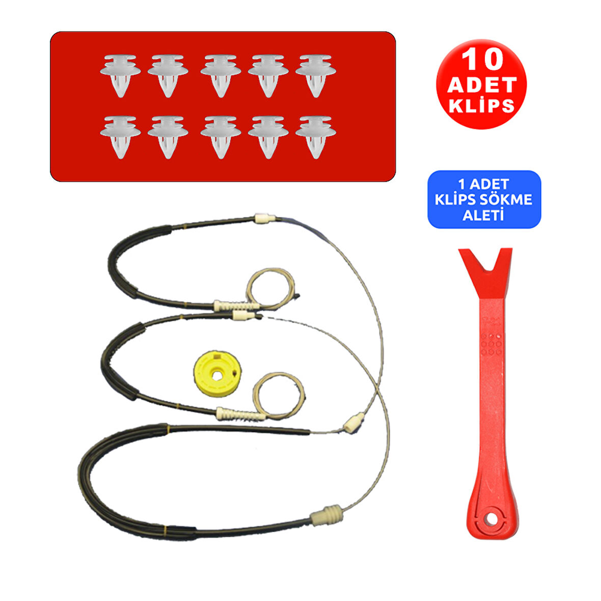 BMW 5 serisi E39 1995-2004 51338236859-60 Sol ve Sağ Ön Cam Kriko Tamir Seti (10 Klips)