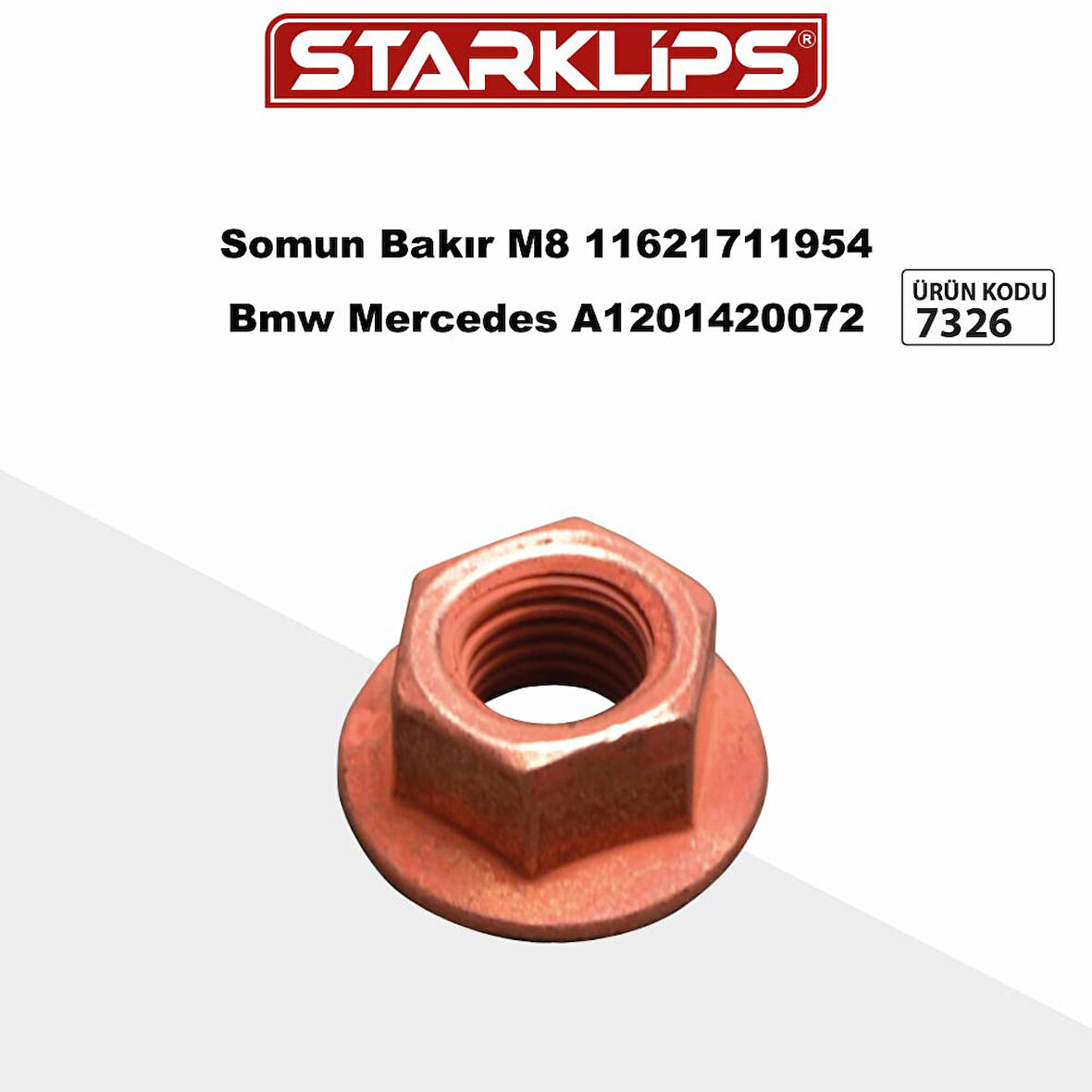 Bakır Somun Kendinden Pullu M8X16mm 12 Anahtar 11621711954 Bmw Mercedes A1201420072 10 Adet