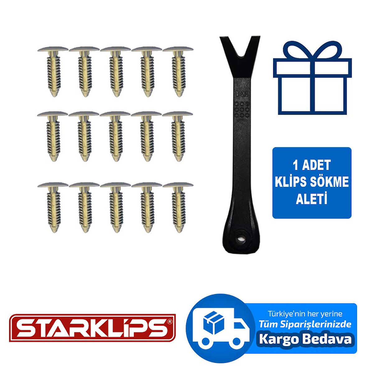 Klips Çam Tipi Gri 7,7X29X18mm 25 Adet