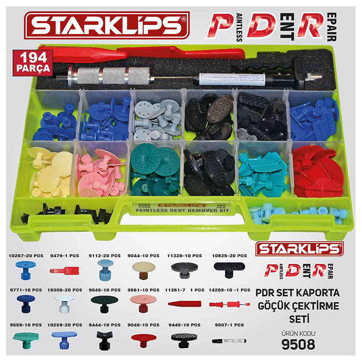 Boyasız Göçük Düzeltme Çanta Seti 194 Parça - Tokmaklı