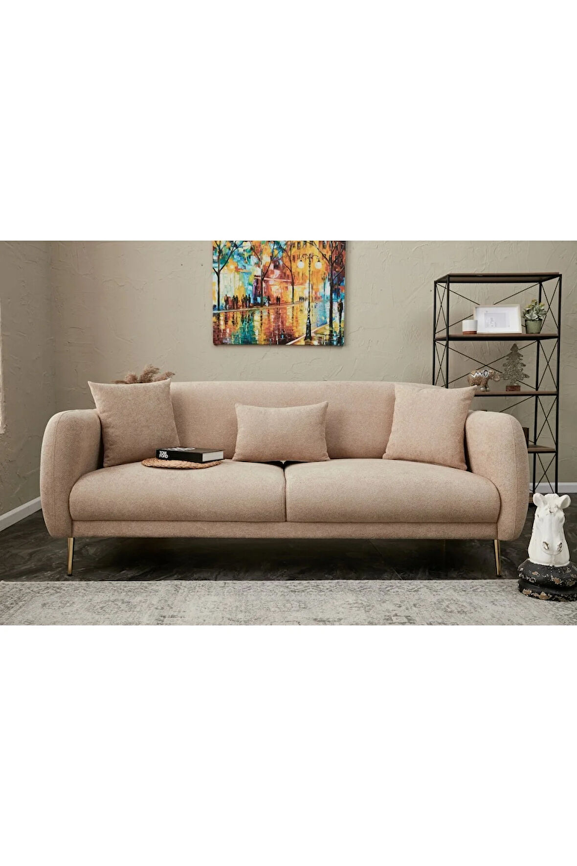 Simena Serisi Yataklı Üçlü Bej