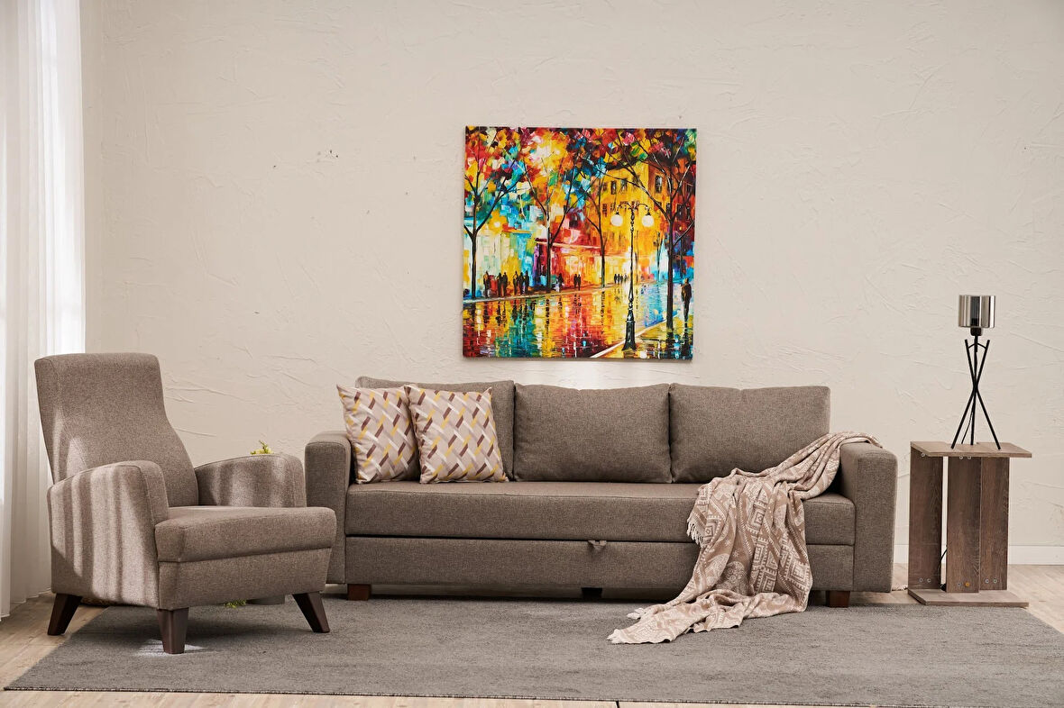 Aly Serisi Yataklı Sandıklı Koltuk Takımı Kahve Arzilla