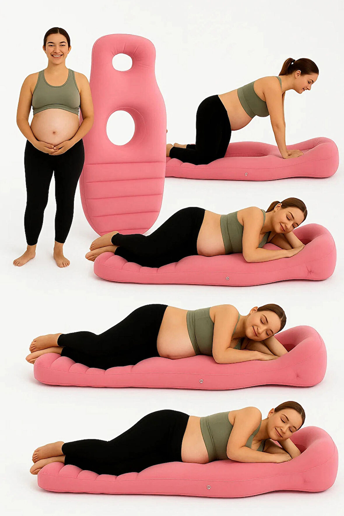 ROBO Şişme Hamile Yatağı Elektrikli Şişirme Pompası Hediyeli pembe