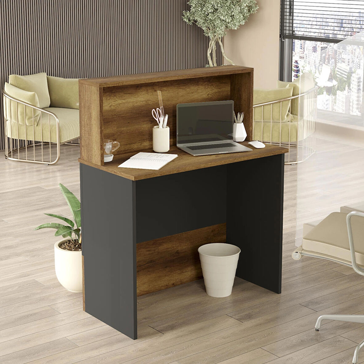 Robin Home Verona Ofis Karşılama Bankosu Barok-Antrasit