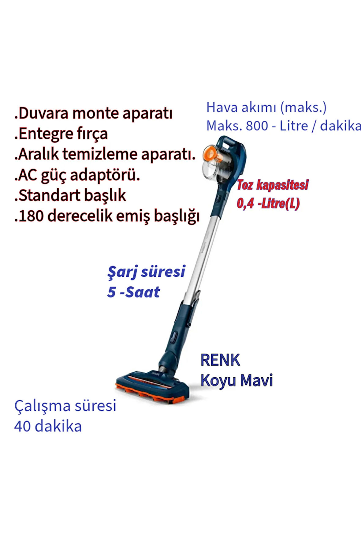 Power Blade motor Speedpro Şarjlı Dikey Süpürge