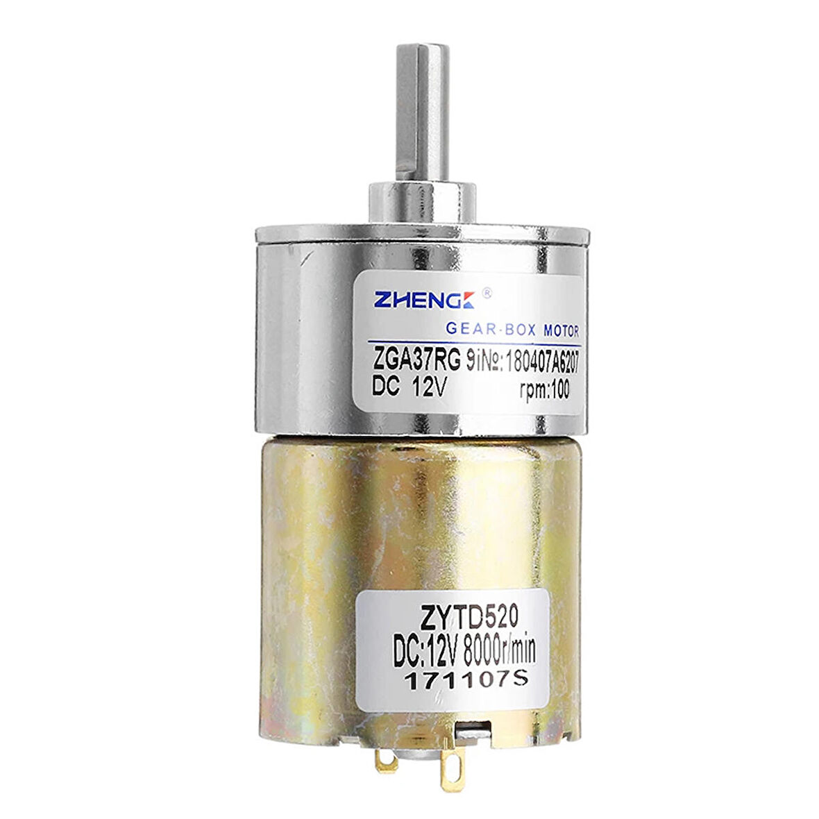 ZGA37RG 12V 37mm 100Rpm Redüktörlü DC Motor Metal Dişli Yüksek Tork Kuvvet Robot Oyuncak RC Araba