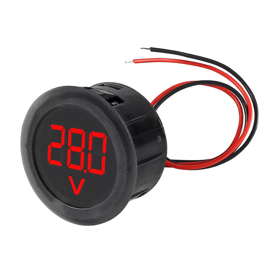 4-100V Dc Voltmetre Yuvarlak Panel Tip Montajlanabilir Dijital Kırmızı Renk Led Ekran Voltaj İzleme